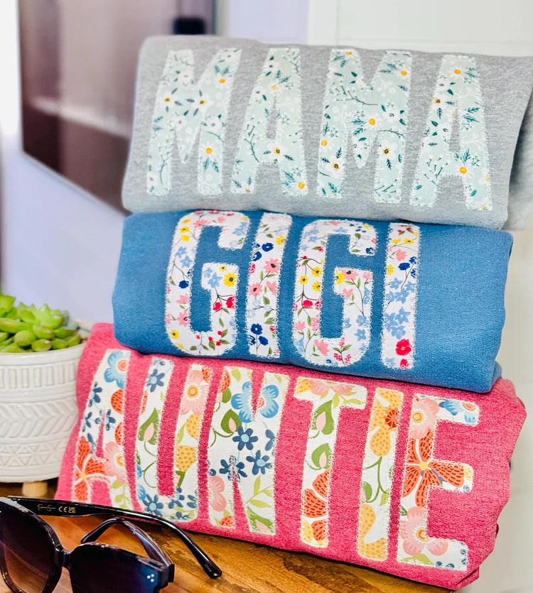 Custom Mama Floral Sweatshirt Names on Sleeve