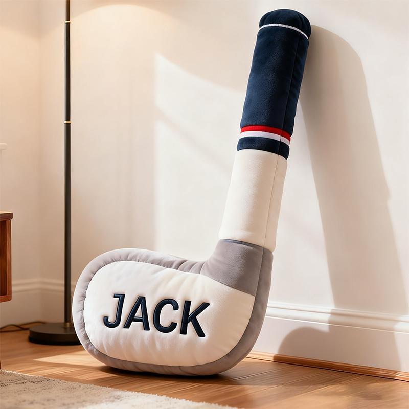 Personalized Ice Hockey Stick Pillow with Custom Name for Kids’ Playrooms and Bedrooms