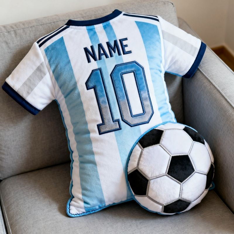 Personalized Graphic 3D Print Soccer Jersey Pillow with Custom Name and Number for Fans