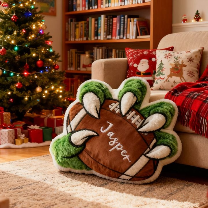 Personalized Football Pillow with Beast Claw Design and Custom Name for Kids and Football Enthusiasts Christmas Gifts