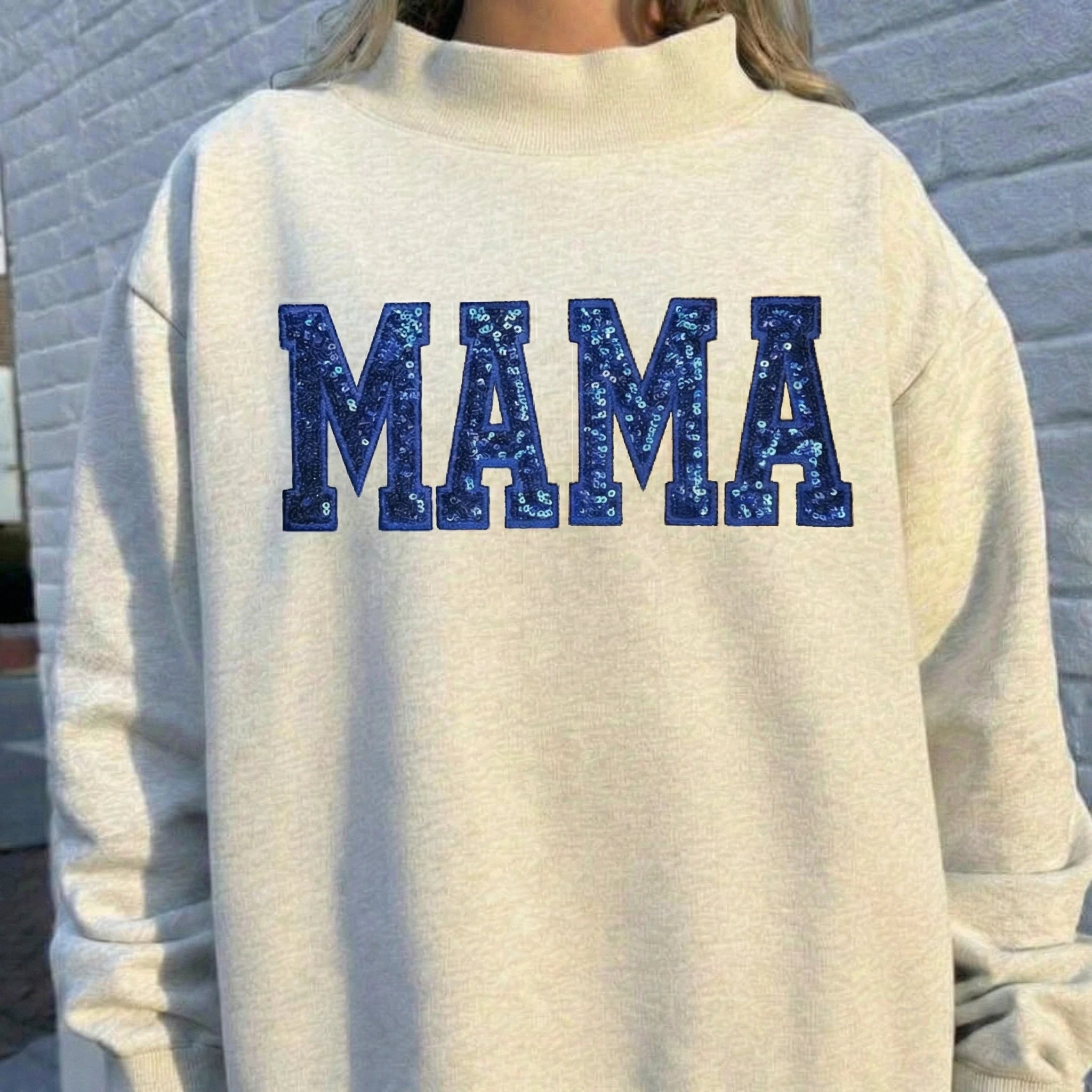 Custom Sequin MAMA Mockneck – Personalized Glitter Letters Mother's Day Gifts | Mother's Day Gift