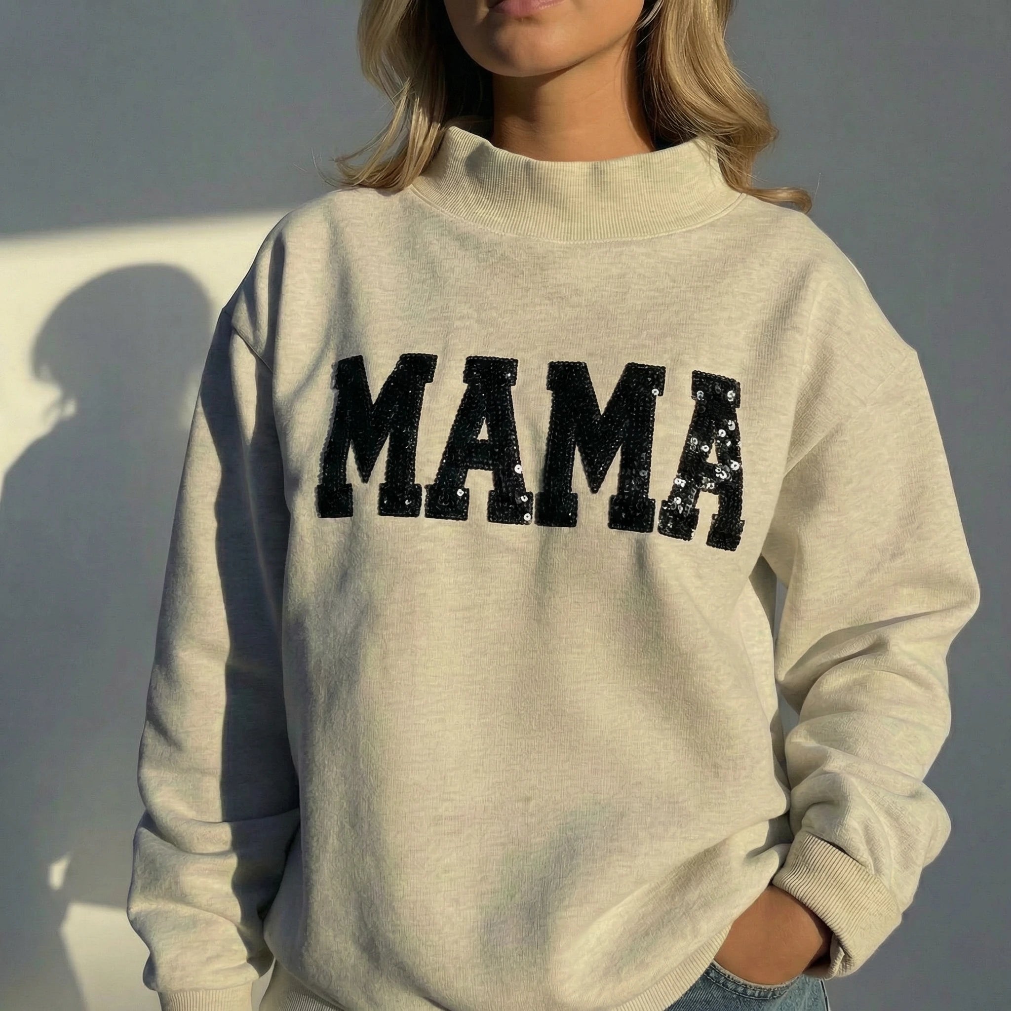 Custom Sequin MAMA Mockneck – Personalized Glitter Letters Mother's Day Gifts | Mother's Day Gift