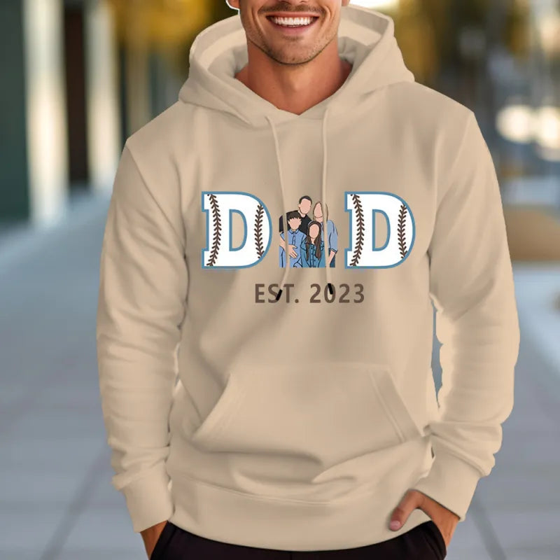 Dad's Custom Baseball Hoodie - Embroidered with Kids' Names | Personalized Father's Day Gift Sweatshirt