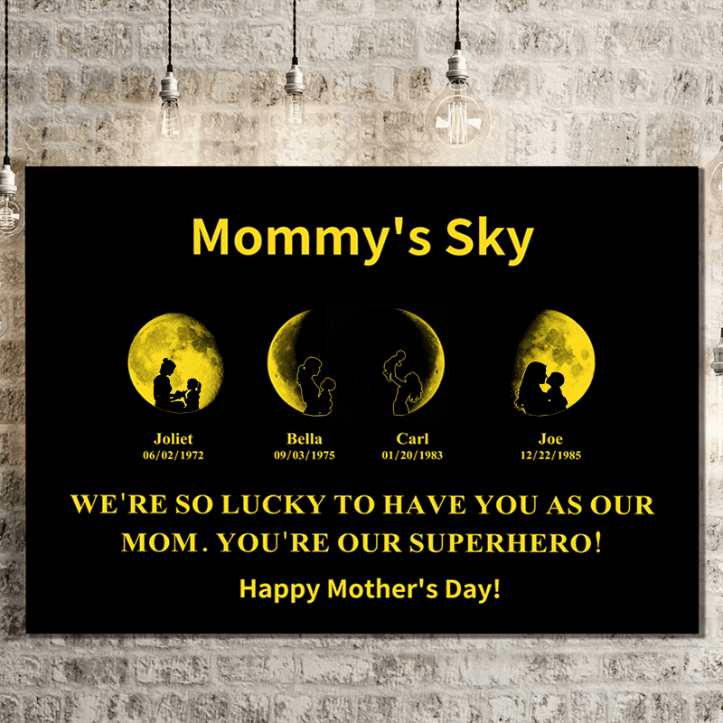 Custom Moon Phase Art Frame Customized Moon Phase with People Silhouette Frame | Mother's Day Gift