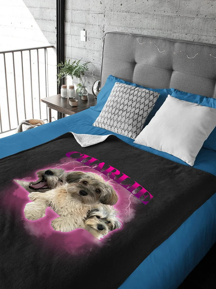 Custom Personalized Dog Portrait Vintage Blanket | Gifts for Pet Lovers