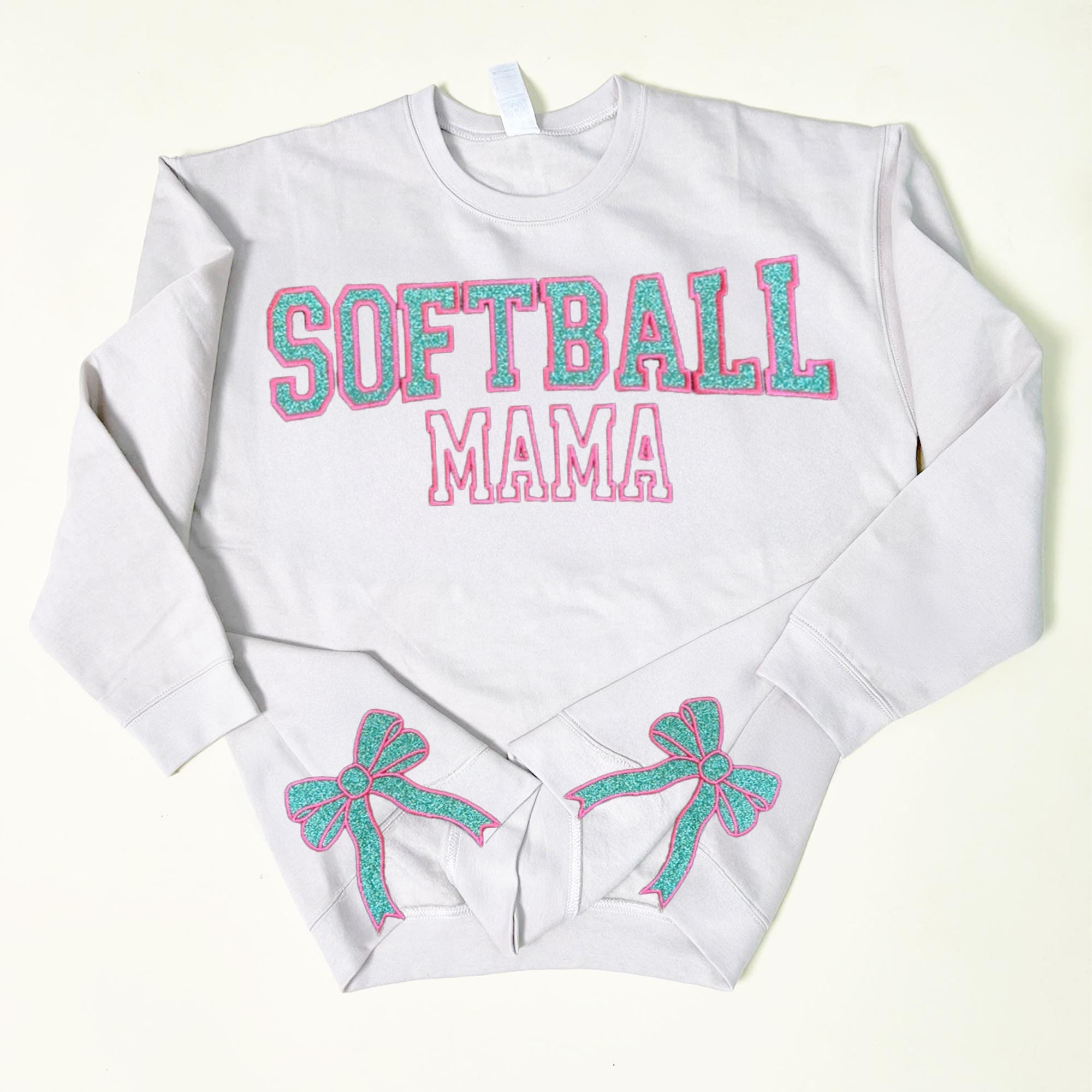 Custom Bow Glitter Embroidered Sweatshirt | Sports Family Sweatshirt