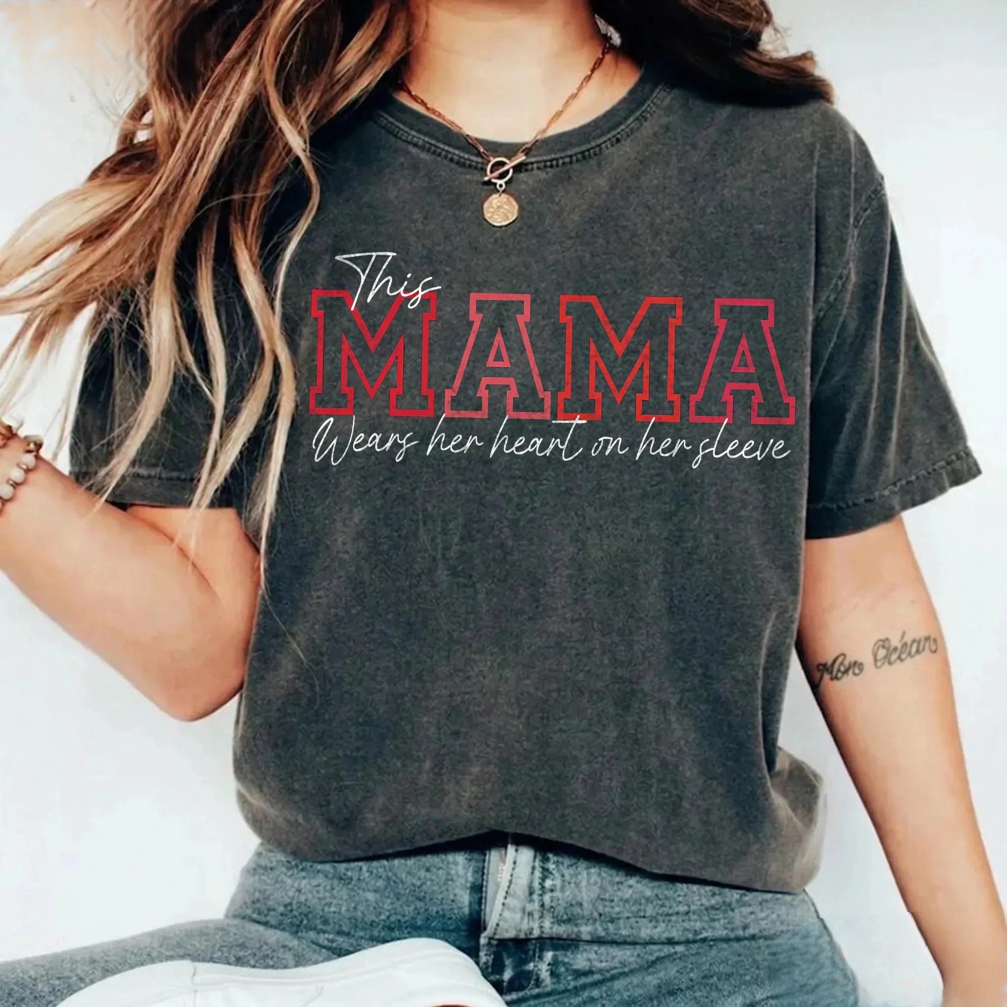 Wear Your Heart on Your Sleeve – Personalized Mama Washed Sweatshirt with Kids’ Names | Mother's Day Gift
