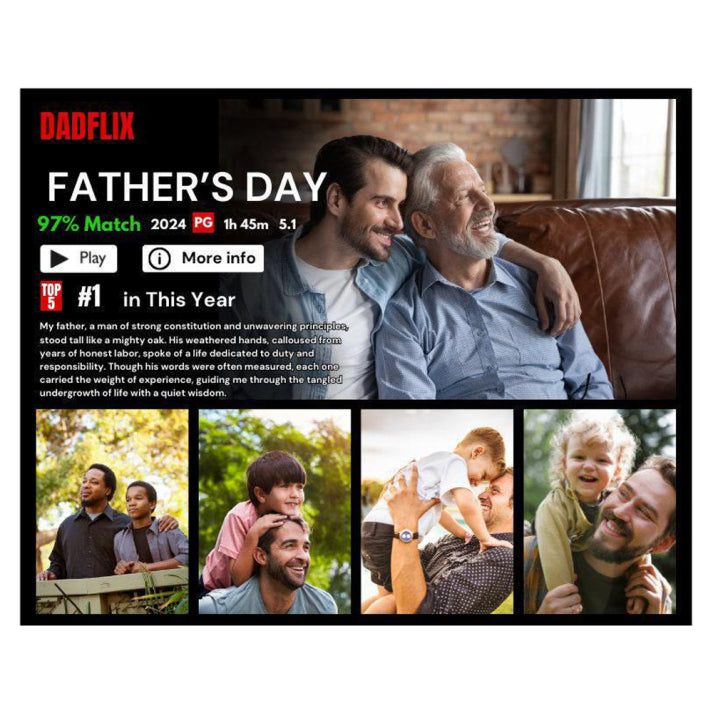 Custom Dadflix Movie Photo Frame, Movie Photo Collage, Father's Day Gift For Dad
