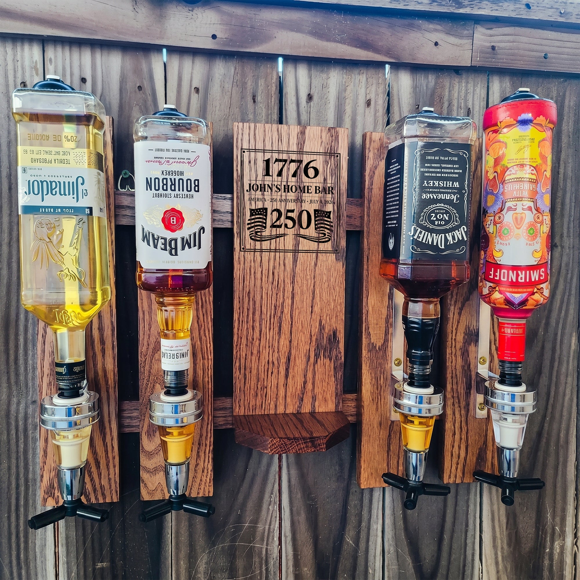 1776-2026 Wall-Mounted Liquor Dispenser – Personalize with Your Home Bar Name – July 4, 2026 | USA 250th Anniversary Gift