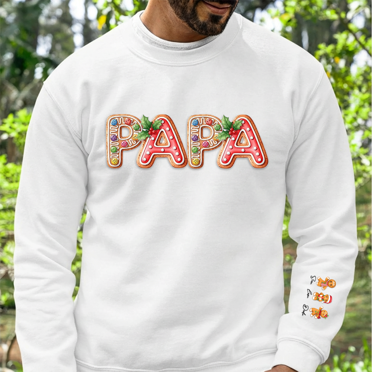 Custom Christmas Cookies Nickname Mama Sweatshirt with Cookies and Kids Name on Sleeve