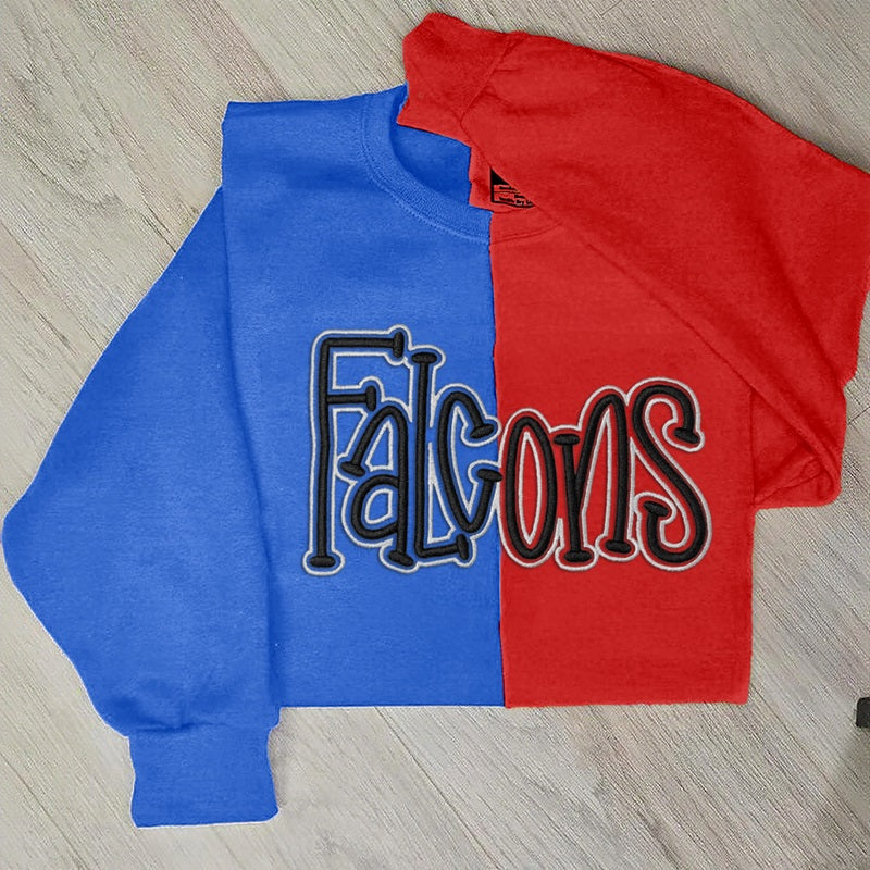 Custom Team Name 3D Puff Embroidered Two Tone Sweatshirt | School Mascot Sweatshirt | College Football Hoodie