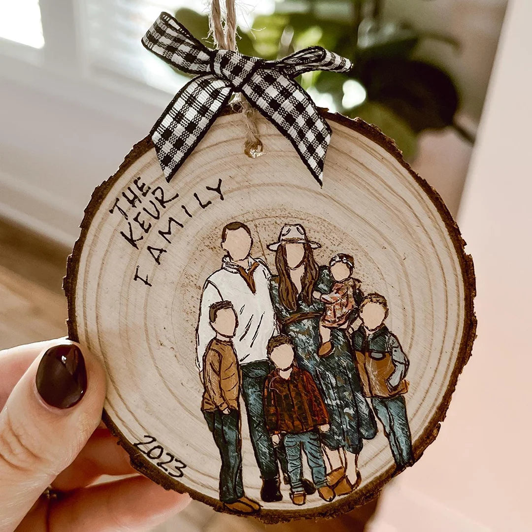 Personalized Family Portrait Christmas Ornament Gift