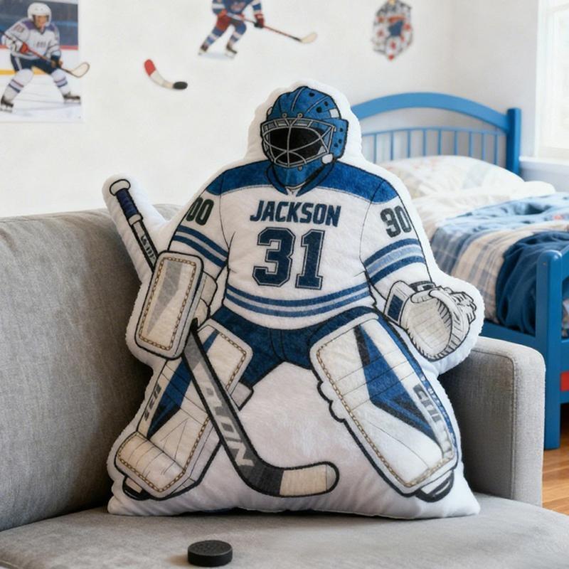Personalized Ice Hockey Goalie-Shaped Pillow with Custom Name and Number for Ice Hockey Fans
