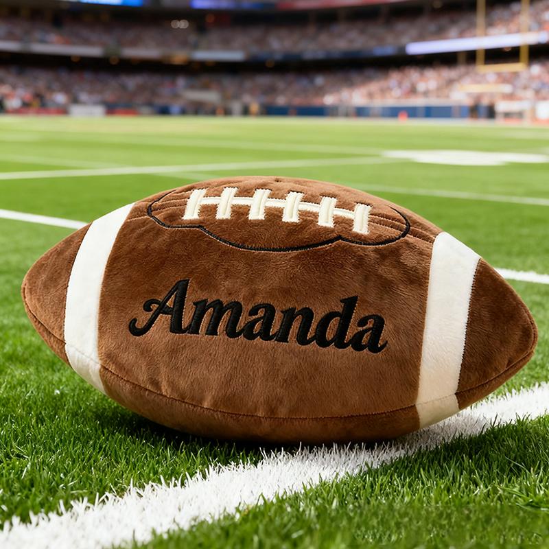 Personalized Football Shaped Pillow with Custom Name for Sports Fans and Kids