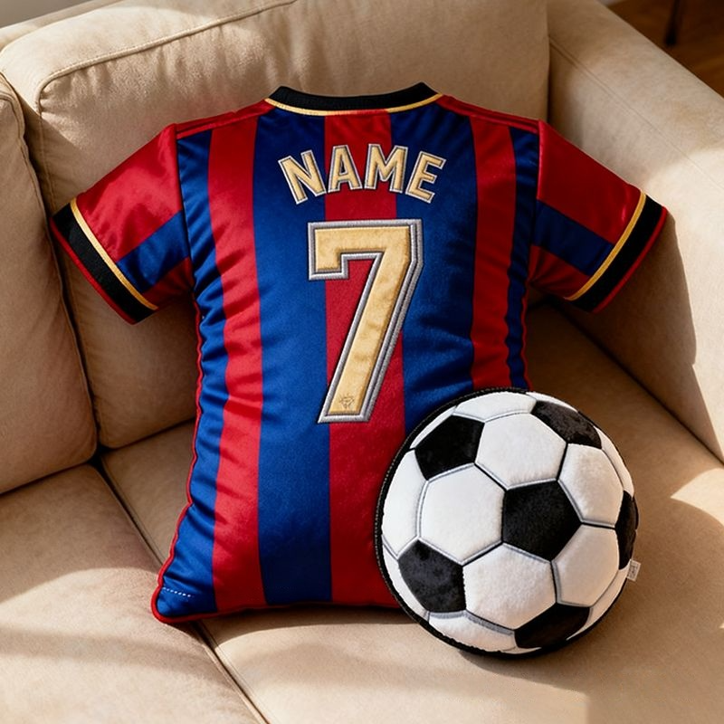 Personalized Graphic 3D Print Soccer Jersey Pillow with Custom Name and Number for Fans