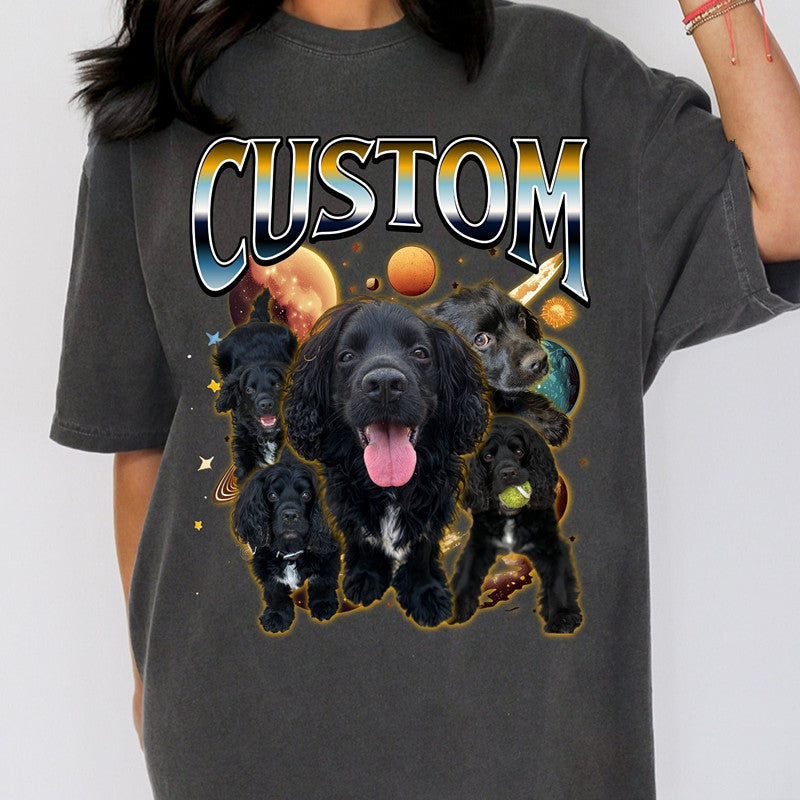 Custom Pet Photo Print Vintage Dog T-Shirt For Pet Lovers