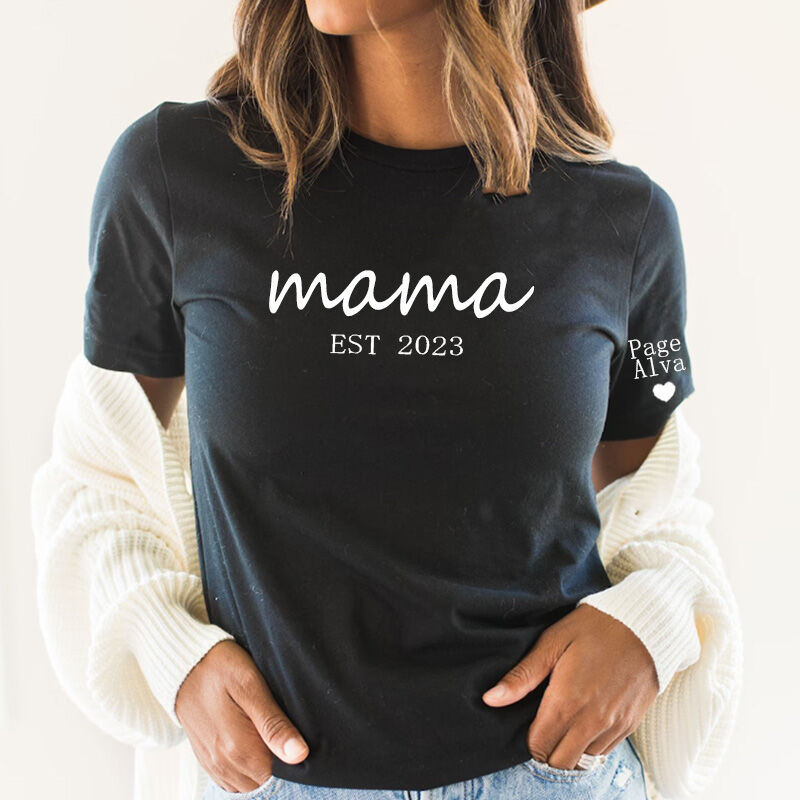 Personalized Mama T-shirt with Custom Name and Date for Mother's Day