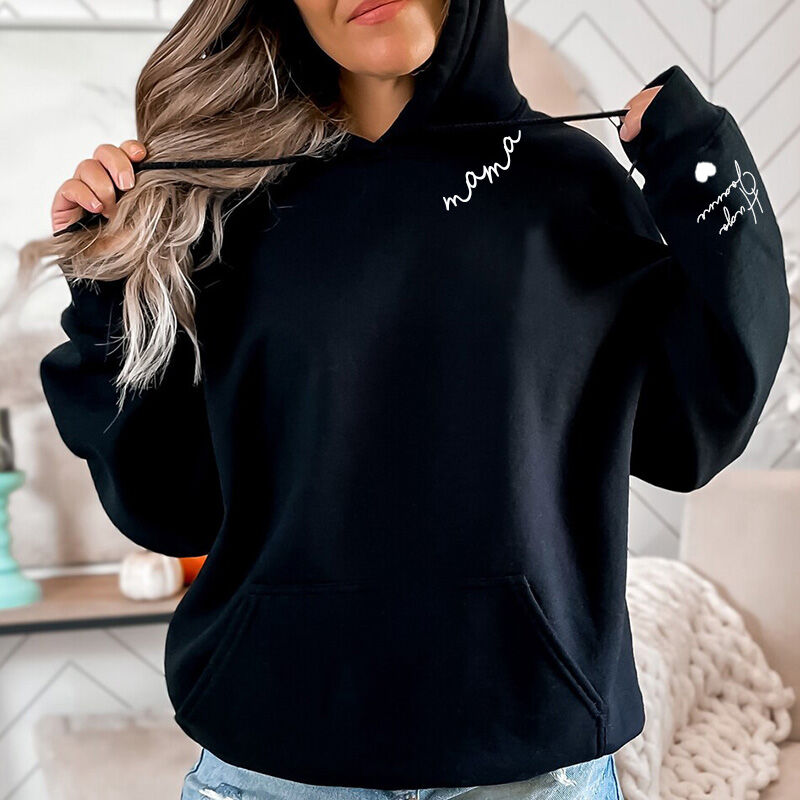 Personalized Mama T-shirt with Custom Name On The Sleeve for Mother's Day