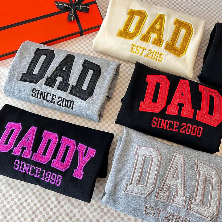 Custom Embroidered Glitter Dad Sweatshirt Gift For Dad & Grandpa | Father's Day Gift
