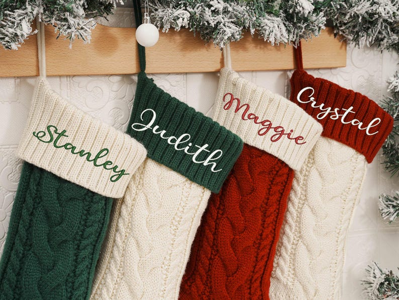 Personalized Embroidered Name Christmas Stockings | Holiday Decoration Gifts