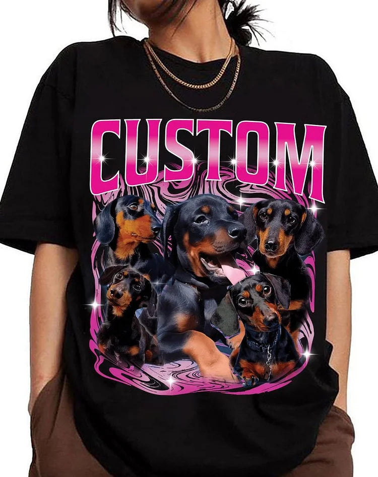 Custom Vintage Bootleg Pet Shirt Pet Photo Dog Portrait T-Shirt | for Pet Lover