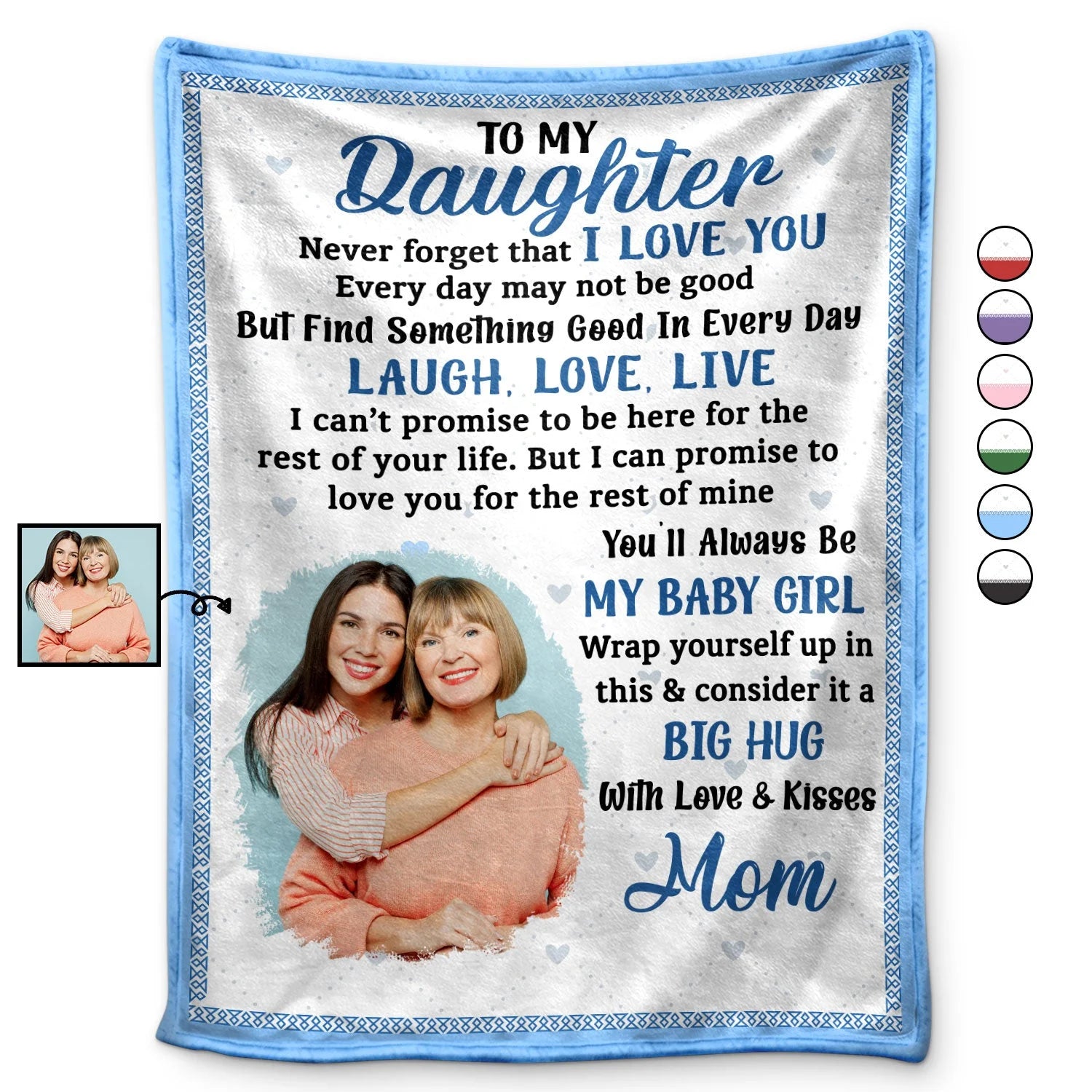 Custom Photo Blanket Never Forget That I Love You Mom - Gift For Daughters/Mom