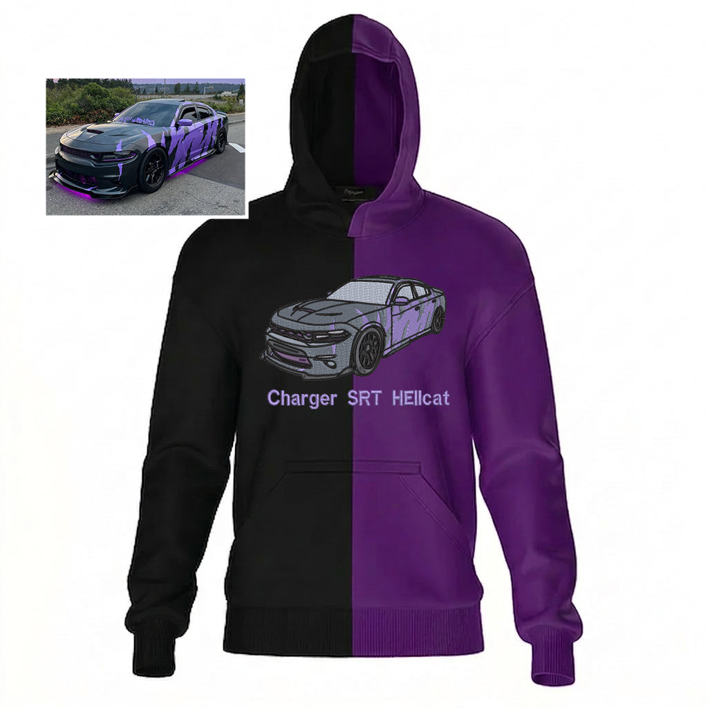 Custom Car Embroidered Two-Tone Sweatshirt – Personalized Vehicle Design 🚗