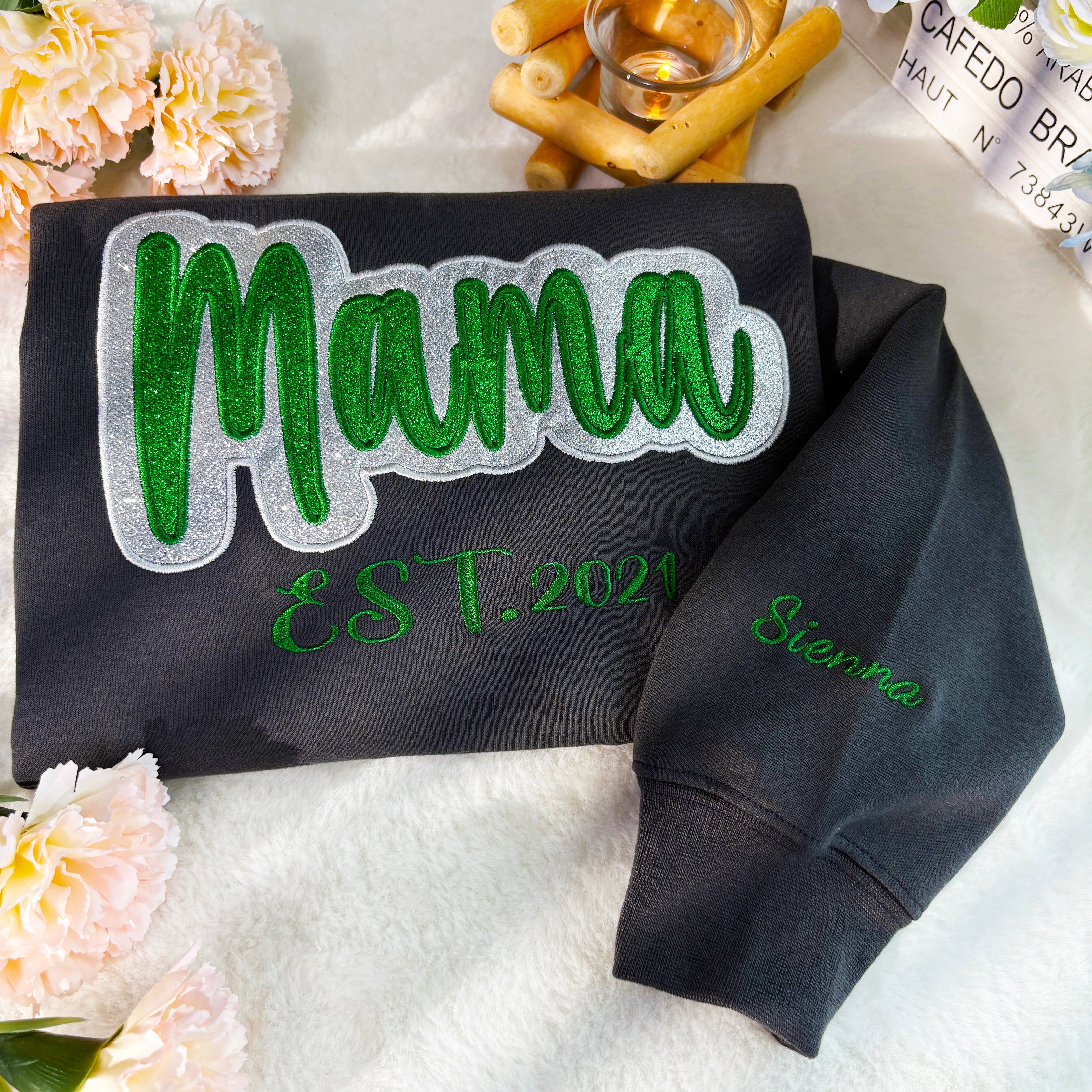 Custom Glitter Mama/Grandma Applique Sweatshirt /Hoodie | Mother's Day Gift
