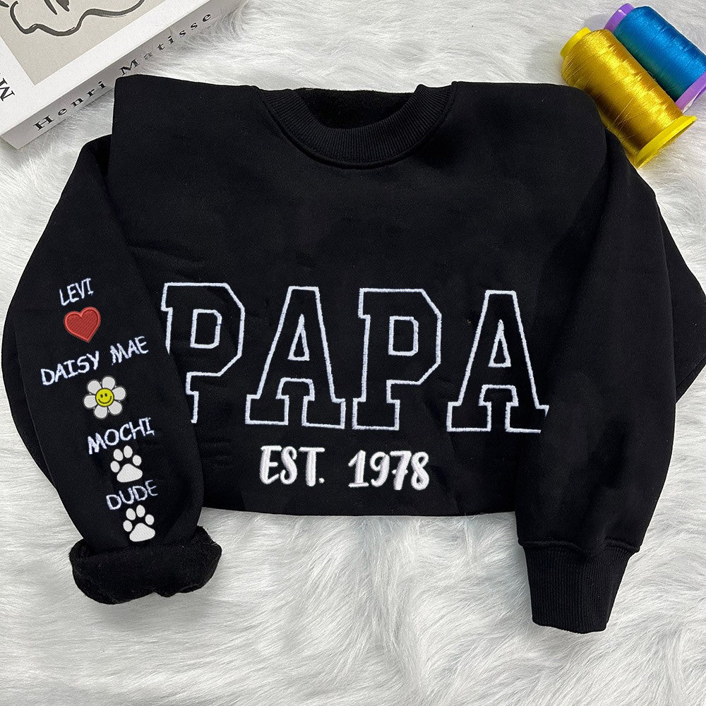 Custom Papa Embroidered Sweatshirt Hoodie With Special Icon Unique Father's Day Gifts