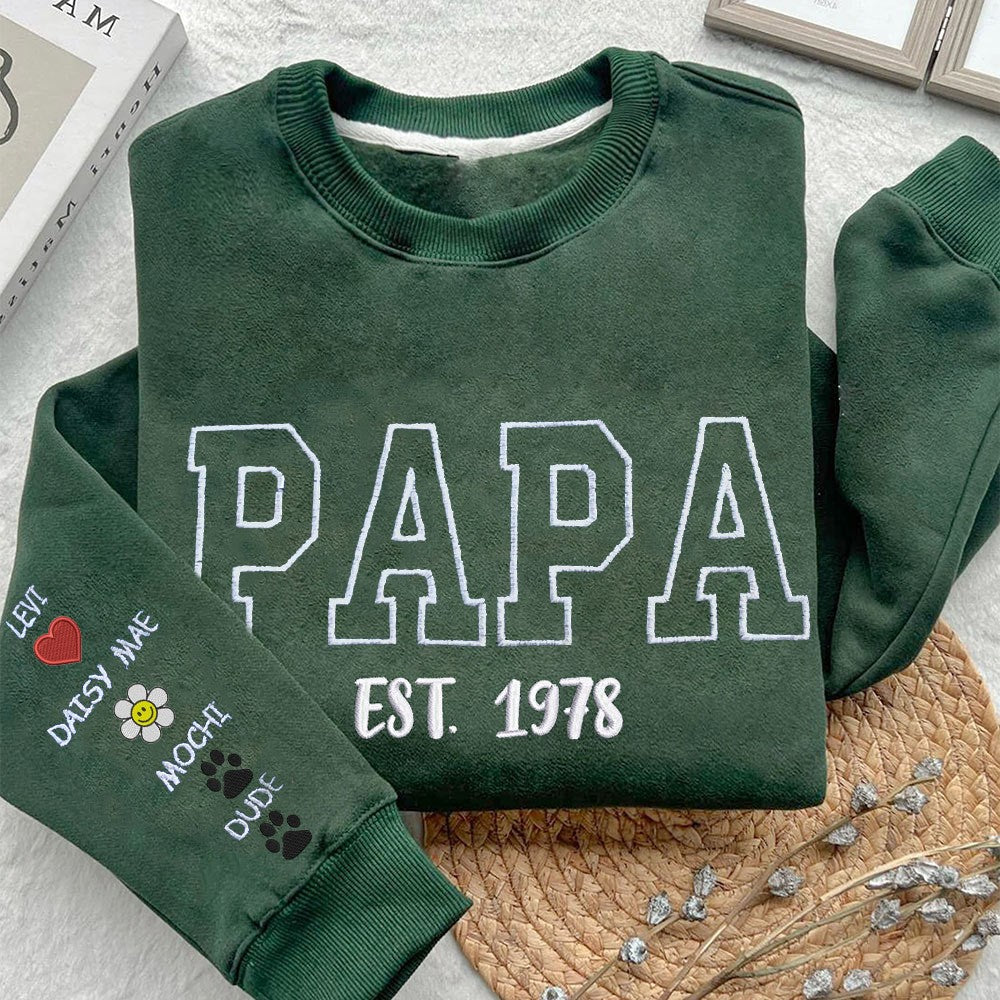 Custom Papa Embroidered Sweatshirt Hoodie With Special Icon Unique Father's Day Gifts