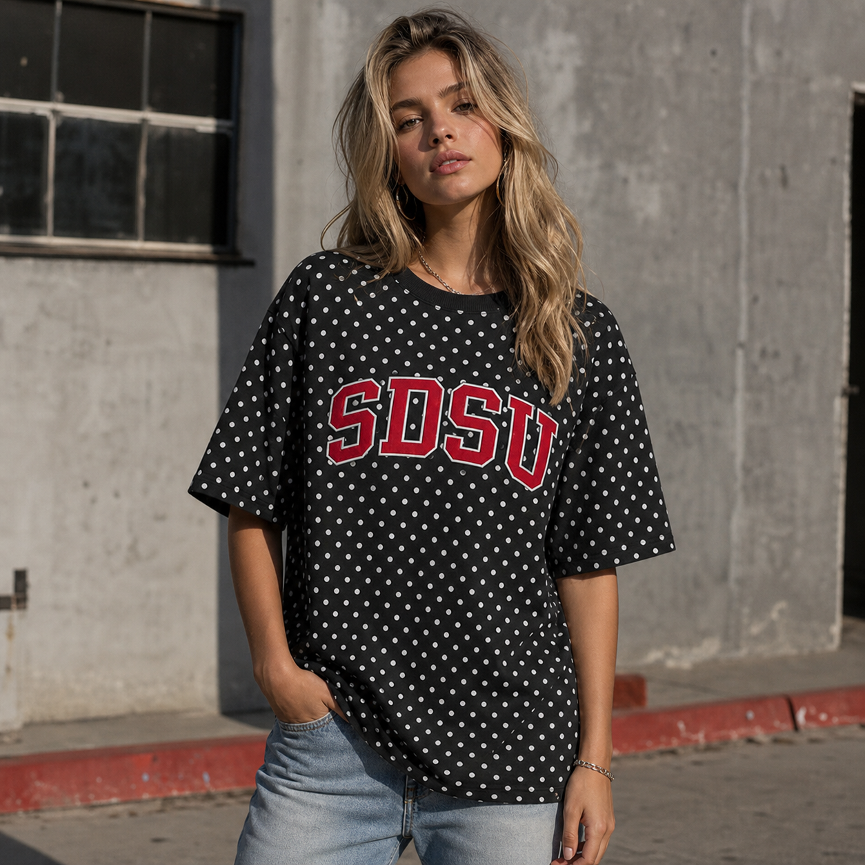 Custom Team Name Polka Dot T-Shirt | Personalized Crew Neck Graphic Tee | Game Day Wear