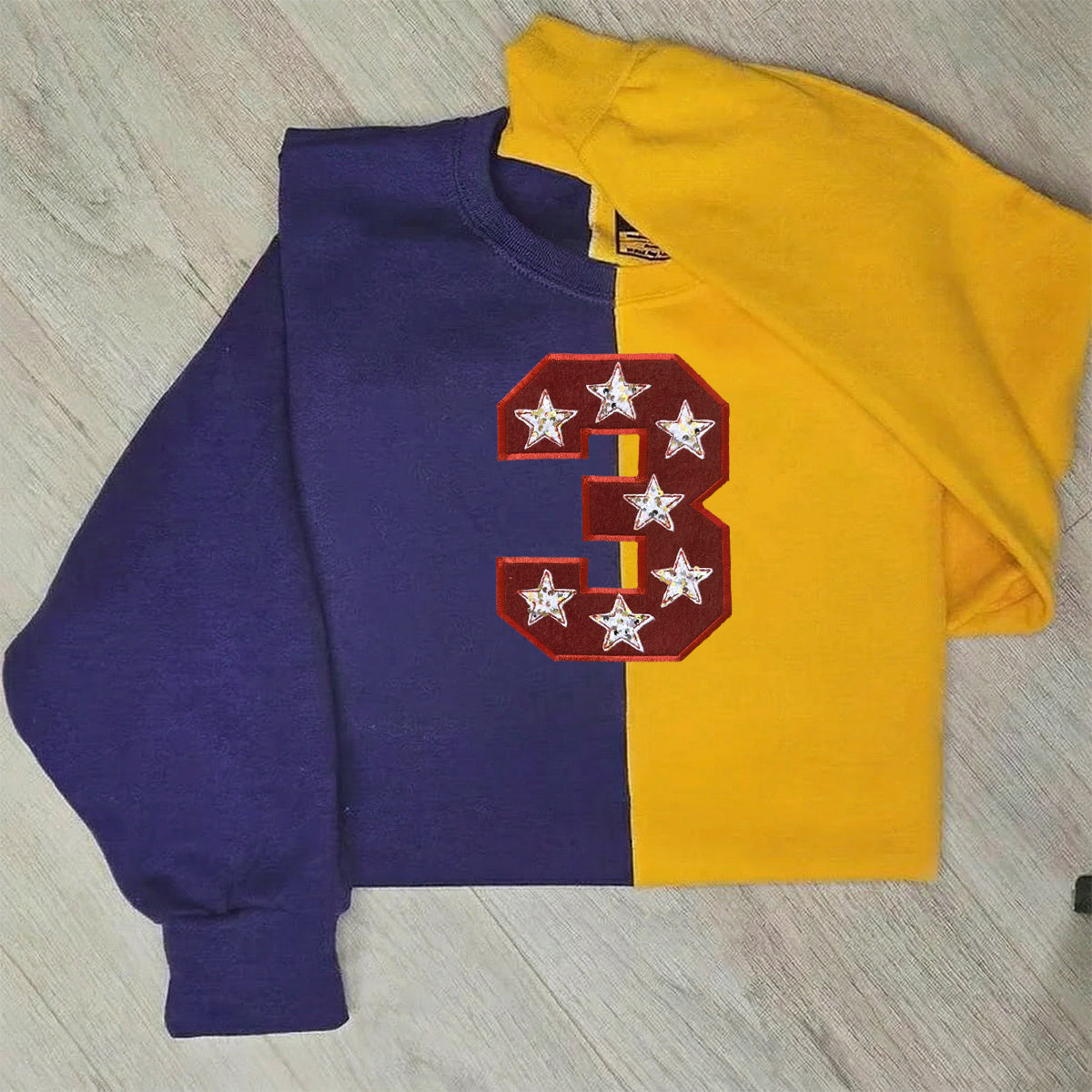 Custom Team Number with Stars Two Tone Sweatshirt – Personalized Numbers Sweatshirt