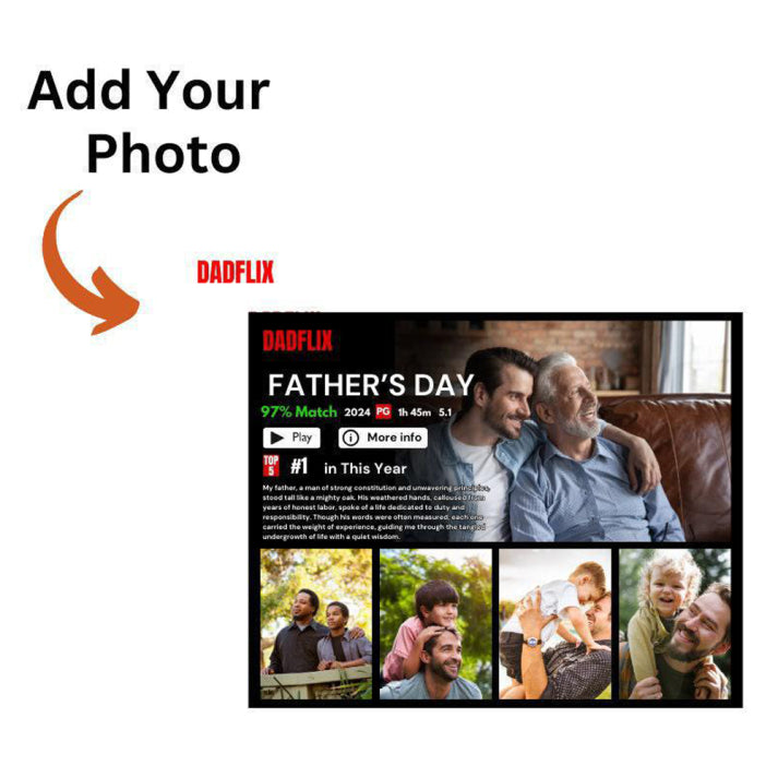 Custom Dadflix Movie Photo Frame, Movie Photo Collage, Father's Day Gift For Dad