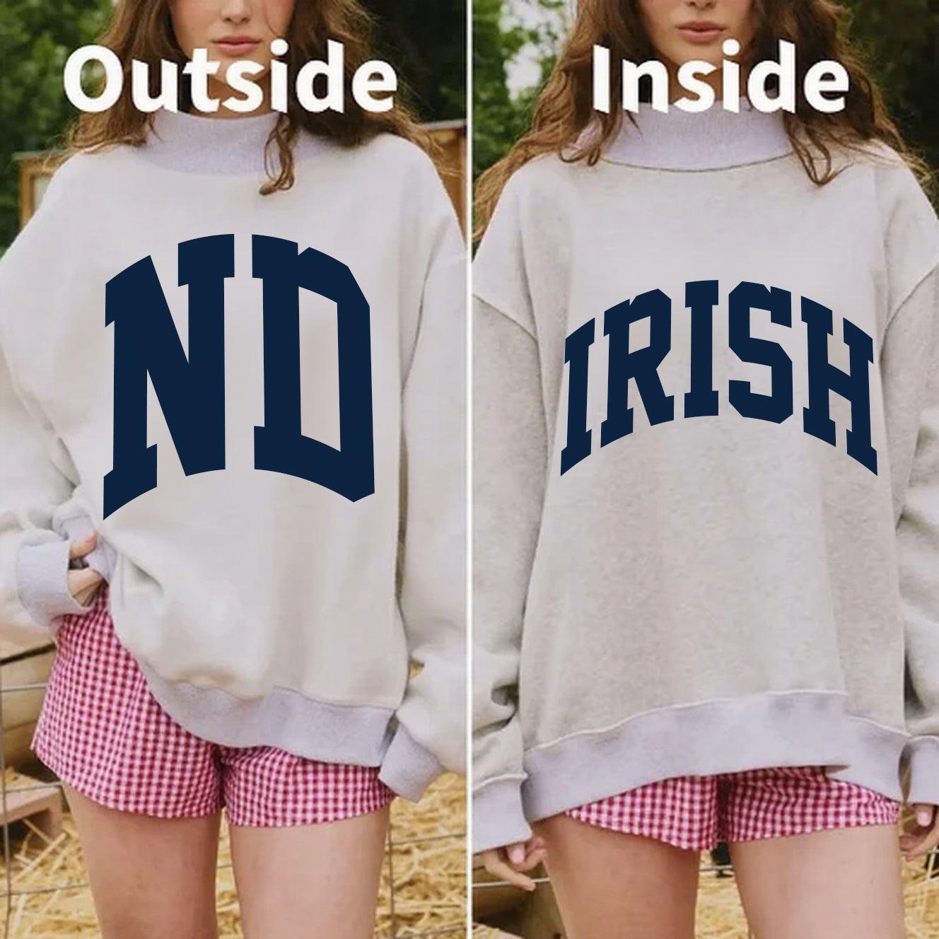 Irish/ND Game Day Mock Neck Reversible Sweatshirt