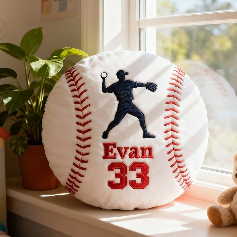 Personalized Baseball Pillow with Custom Name and Player Graphic Gift for kids or Teammates