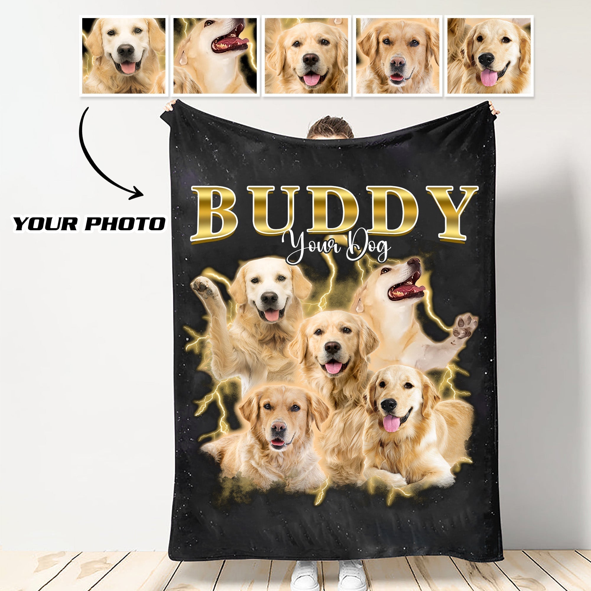 Custom Personalized Photo Vintage Blanket For Pet Lover
