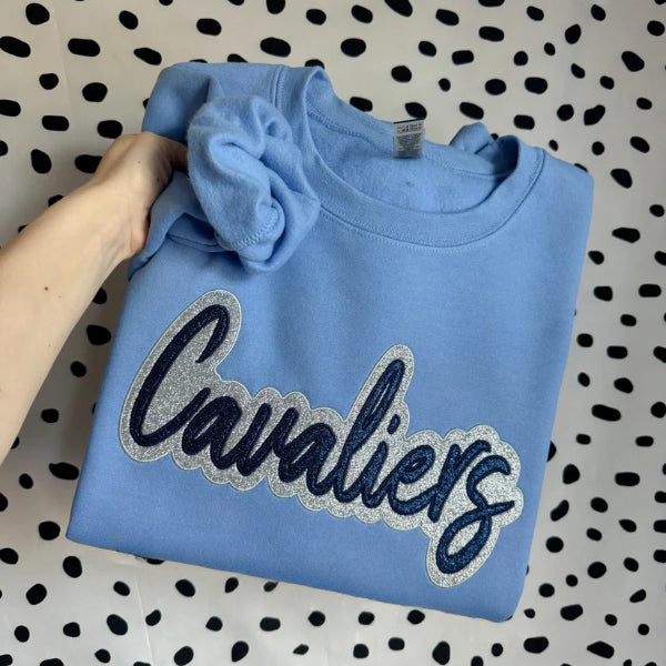 Custom Double Stack Glitter Embroidered Team Sweatshirt Hoodie T-shirt, Sports Mom Tshirt