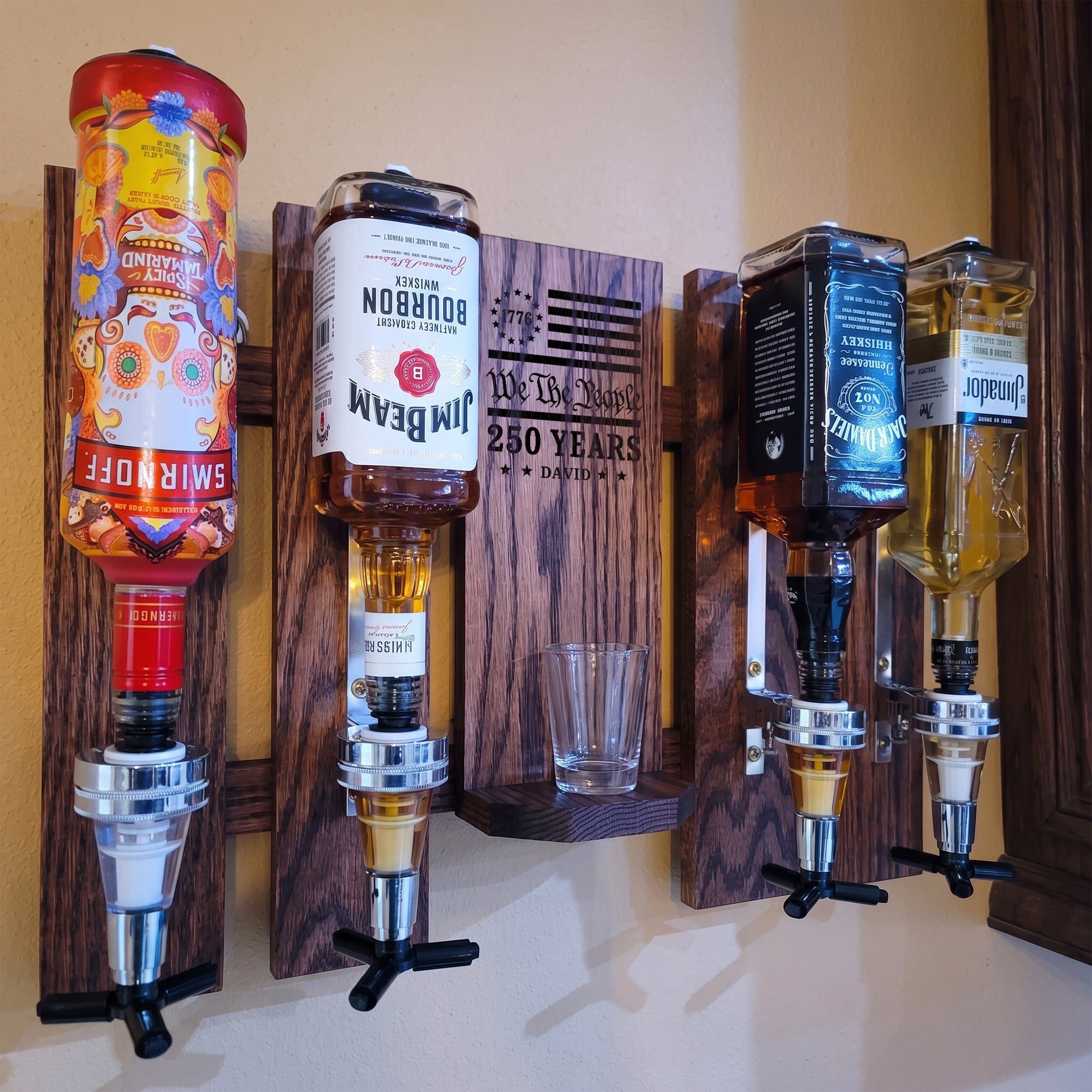 Personalized America 250th Wall-Mounted Liquor Dispenser – With Your Name | USA 250th Anniversary Gift