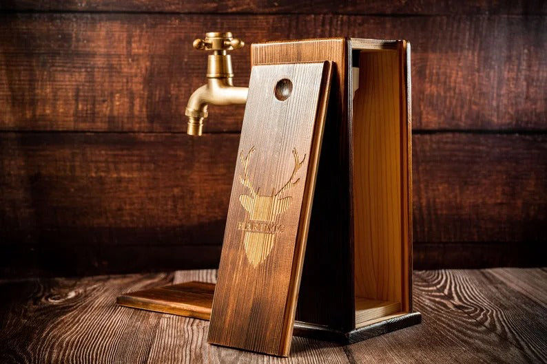 Personalized Wooden Whiskey Dispenser, Engraved Liquor Dispenser, Bar, Home Bar, Pub and Pub Shed, Wine, Vodka, Bourbon, Wood Drink Fountain