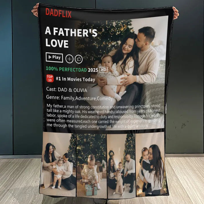Custom Dadflix Movie Photo Collage Blanket, Father's Day Gift For Dad