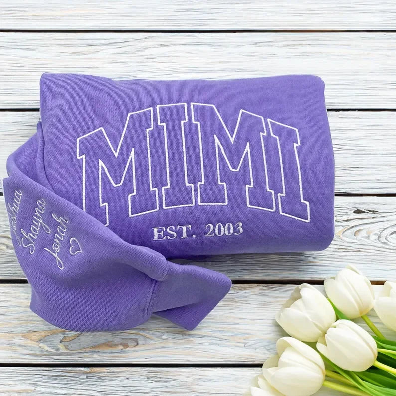 Custom Embroidered Comfort Colors Grandma and Grandpa Sweatshirt, Gift for Grandma/Grandpa