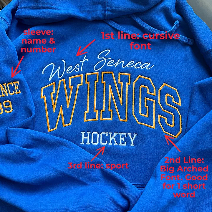 Custom Team Embroidered Sweatshirt With Name And Number On The Sleeve | Gifts for Sports Mom