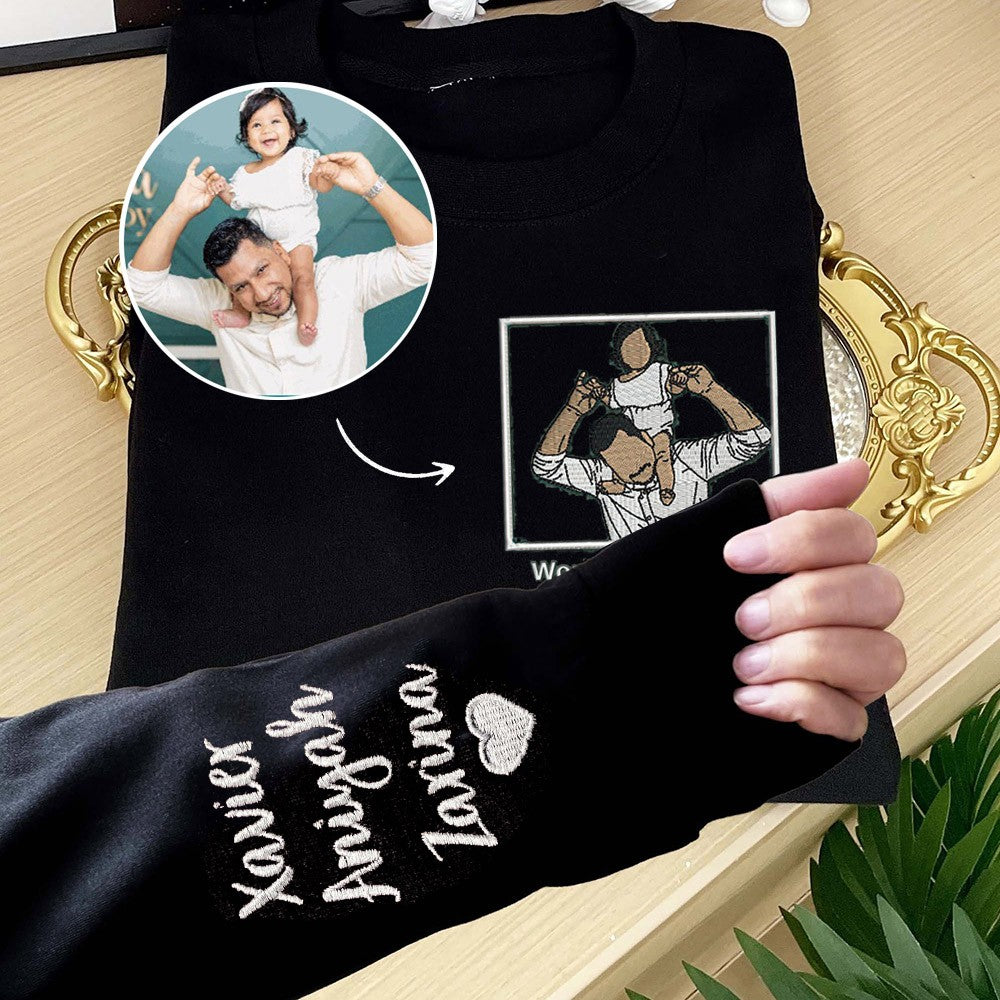 Custom Photo Embroidered Sweatshirt Hoodie Unique Keepsake Gift For Father's Day