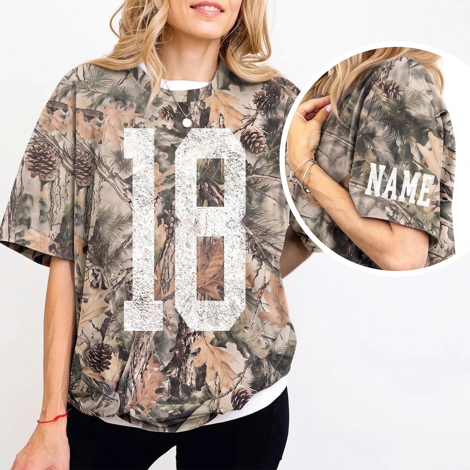 Custom Vintage Varsity Number or Letter Sport Team Camo Sweatshirt