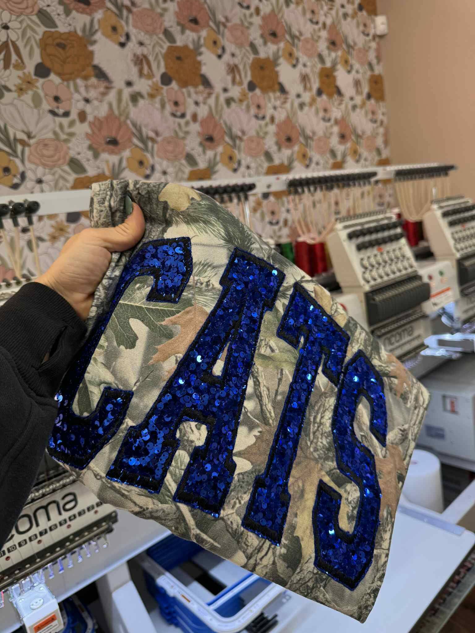 Custom Sequin Name or Team Sweatshirt – Personalized Glitter Letters, Vintage Wash Style | Gifts for Sports Mom