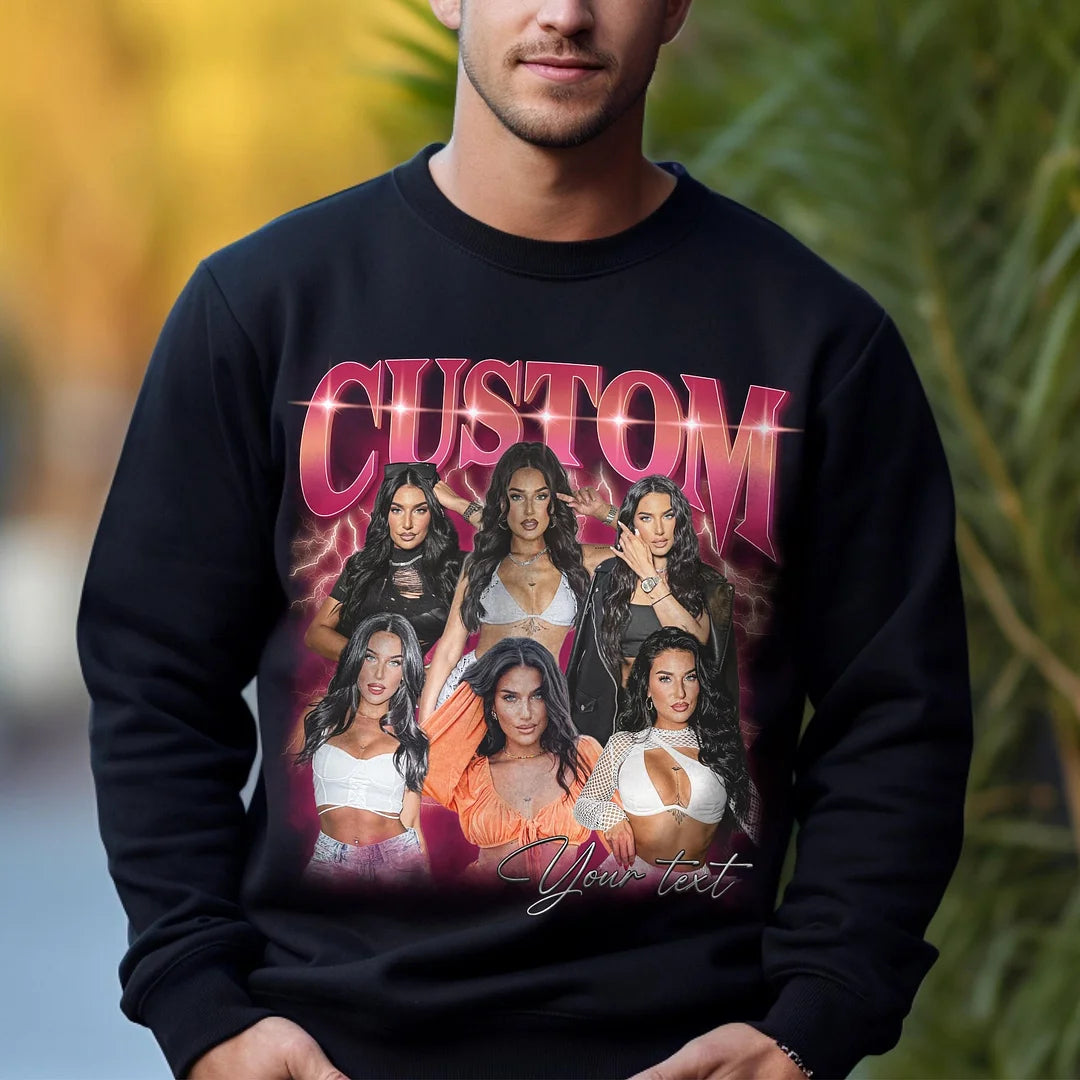 Custom Vintage Bootleg Rap Photo Tee, Personalized Unisex T-shirt Gift for Girlfriend & Boyfriend | Black Friday Sale