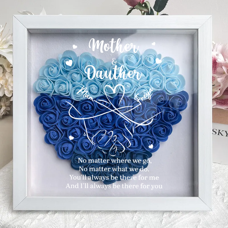 Personalized Flower Shadow Box, mother and daughter hand by hand- Mother's Day Gift