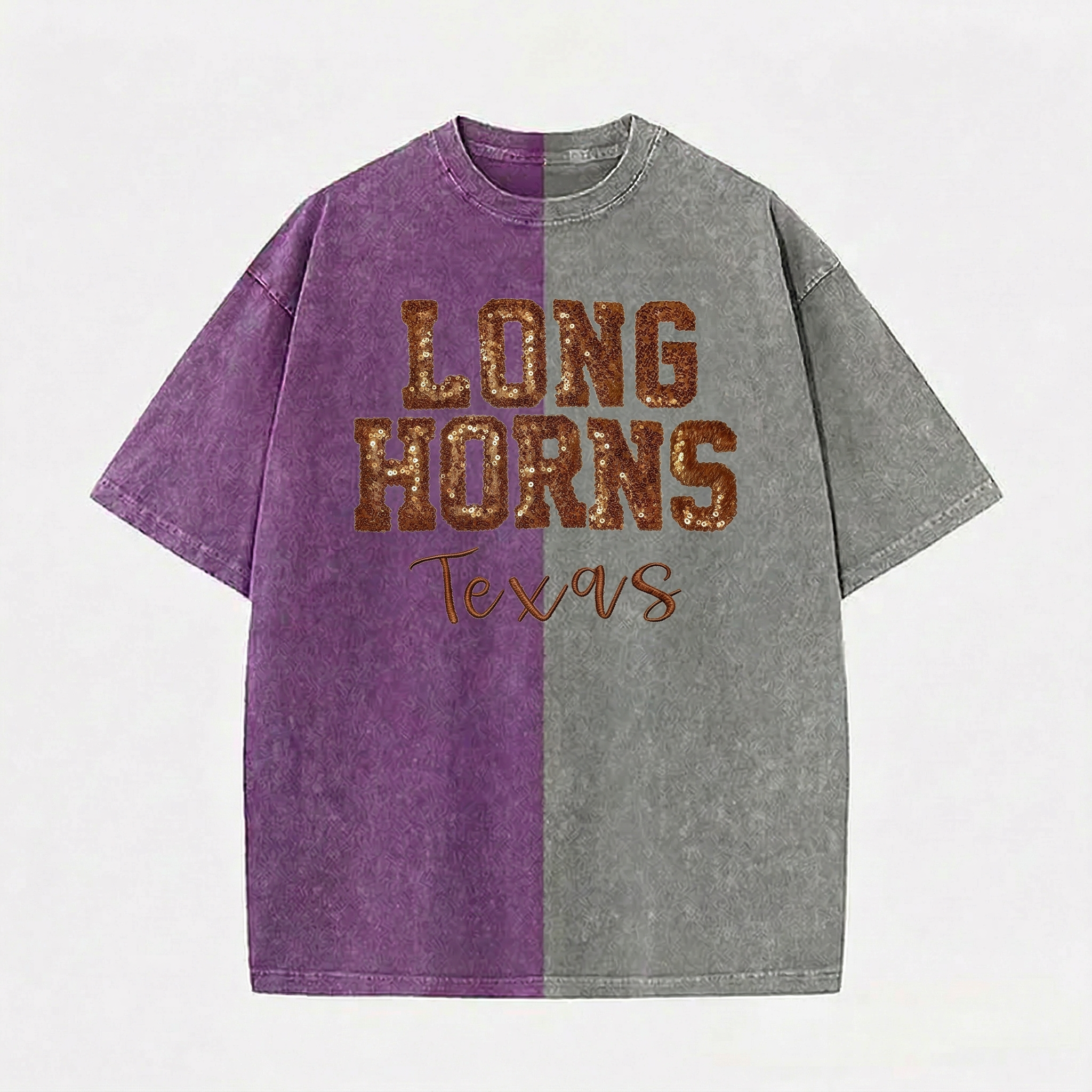 Personalized Sequin Applique Game Day Two Tone Washed T-shirt|Gifts for Sports Mom