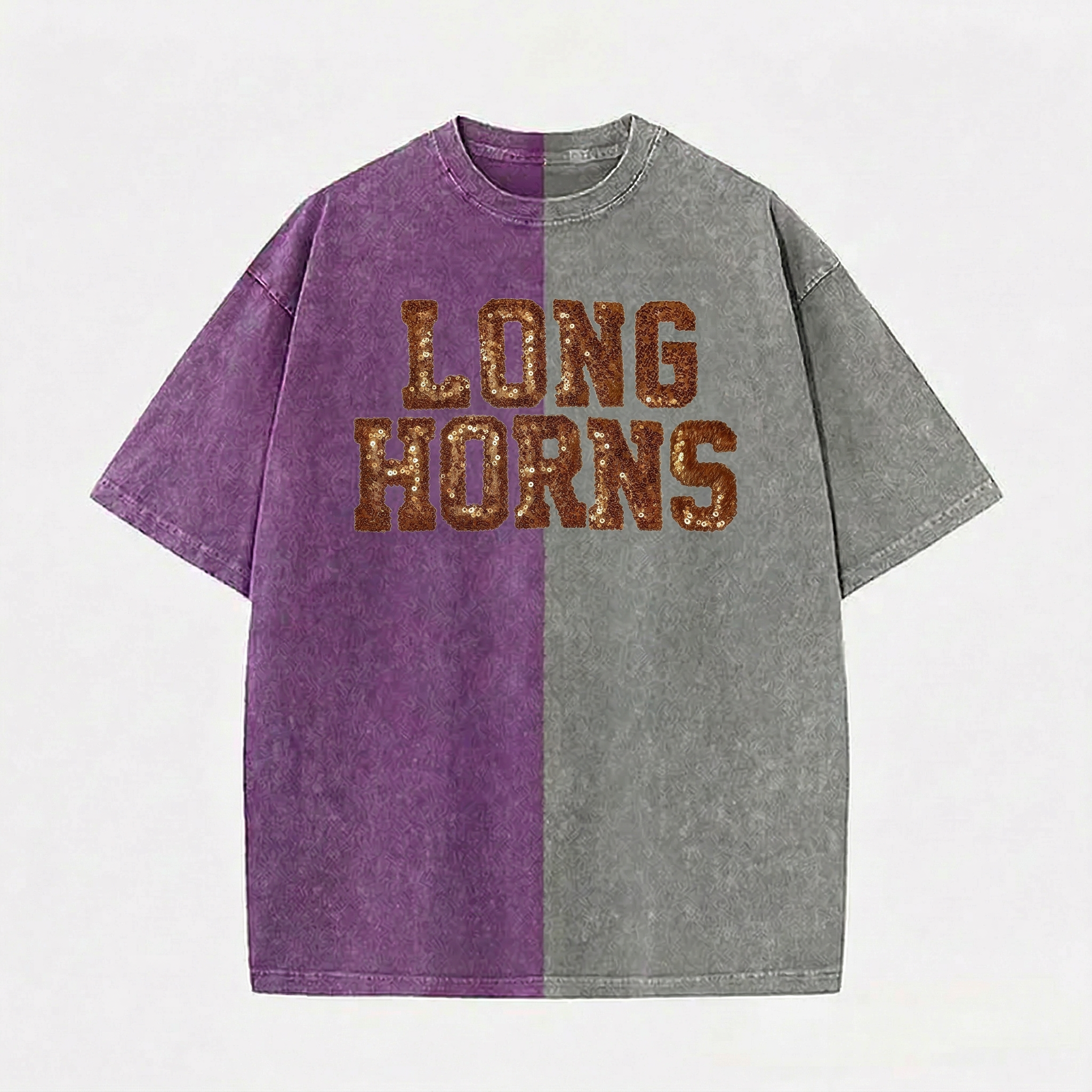 Personalized Sequin Applique Game Day Two Tone Washed T-shirt|Gifts for Sports Mom