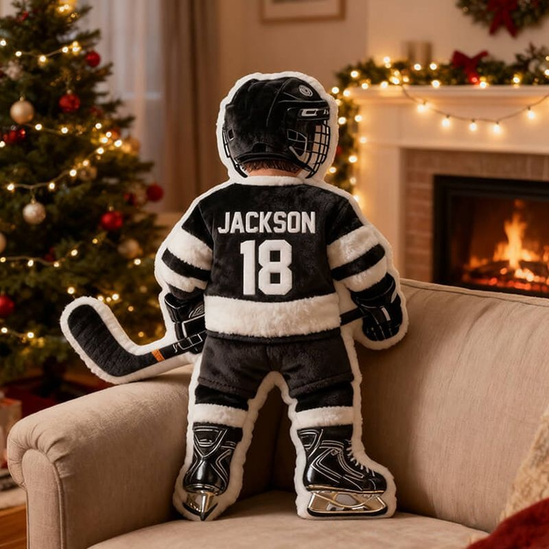 Personalized Graphic3DPrint Ice Hockey Player Pillow with Custom Name and Number Graphic 3D Print